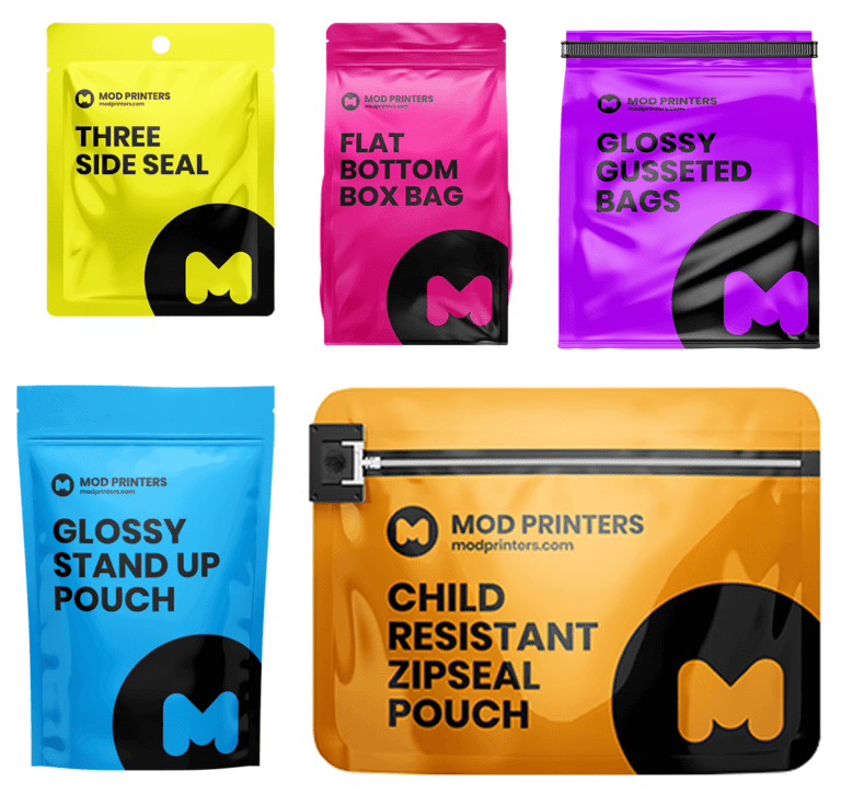Modprinters Custom Printed Bags, Stand Up Pouches, Lay Flat Pouches, Roll Stock